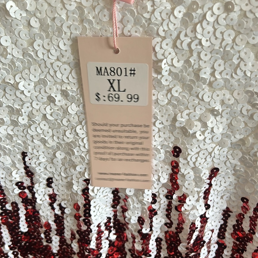 Maner XL Ladies Sequined Red White and Blue 4th of July American Patriotic Dress - Picture 8 of 10